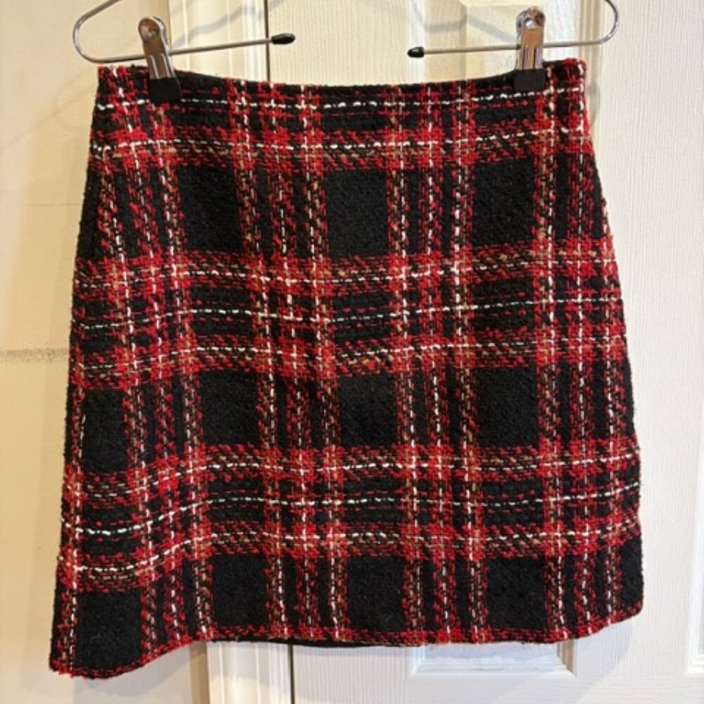 Faux Tweed Red Holiday Skirt